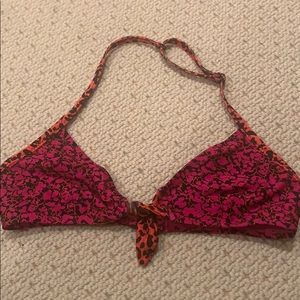 Pink floral bikini top